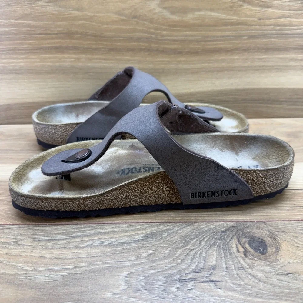 Birkenstock Gizeh Sandals Womens 7 W EU 38 Brown Birko Thong Travel Vacation
